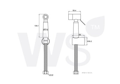 WS-0490PWP สายฉีดชำระสีขาว