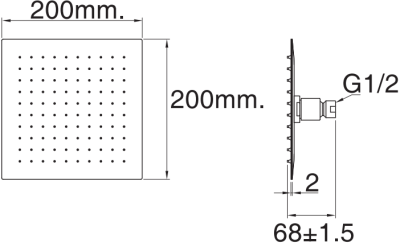 A-952-232B (F88446) RAIN SHOWER HEAD AIR-IN 200X200 mm W/O A
