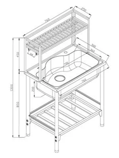 PSV761 ซิงค์ล้างจาน แบบขาตั้ง 1 หลุม