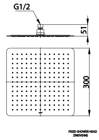 Z98SV#GR2 หัวฝักบัวก้านแข็งขนาด 12 นิ้ว สีทอง