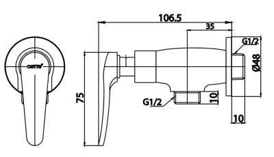 CT1251(HM) วาล์วเปิด-ปิดน้ำสำหรับฝักบัว รุ่น CANDLE