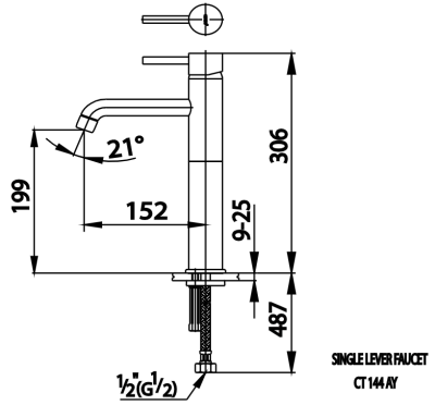 CT144AY#GR2 ก๊อกเดี่ยวอ่างล้างหน้าก้านโยก (สีทอง) รุ่น ANTHONY