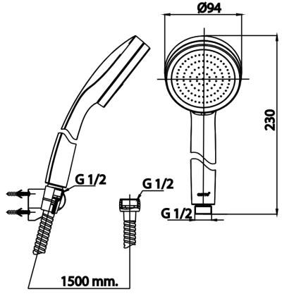 ZH020(HM) ฝักบัวพร้อมสาย 1 ฟังก์ชั่น