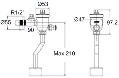 FFAS9802-009500BT0 ฟลัชวาล์วแบบกด สำหรับโถปัสสาวะชาย