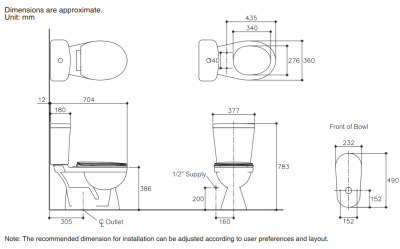 K-22946X-S-WK สุขภัณฑ์ แบบสองชิ้น 4.8 ลิตร รุ่น KURVE