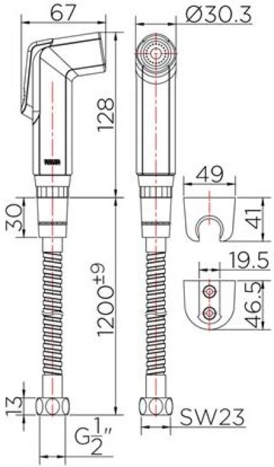 KA-09-321-11 สายฉีดชำระ สีขาว