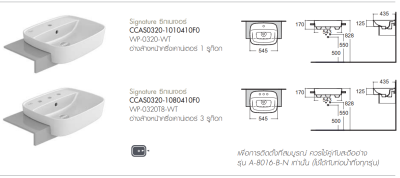 WP-0320T8-WT อ่างล้างหน้า แบบฝังครึ่งเคาน์เตอร์ รุ่น SIGNATURE