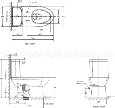 TF-2531EB4-WT-0 (CL25315-6DACTEB4) สุขภัณฑ์ แบบชิ้นเดียว 3/4.8 ลิตร รุ่น NEO MODERN