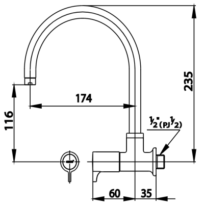 CT1088C27(HM) ก๊อกอ่างซิงค์ติดผนัง รุ่น COMO