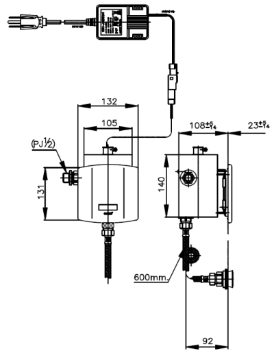 CT480AC(NL) ฟลัชวาล์วอัตโนมัติโถปัสสาวะชายชนิดฝังผนัง (BACK INLET)