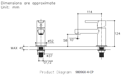 K-98096X-4-CP ก๊อกเดี่ยวอ่างล้างหน้าแบบก้านโยก รุ่น OVIA