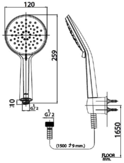 P103H201 ฝักบัว 3 ฟังก์ชั่น พร้อมอุปกรณ์กรองน้ำ