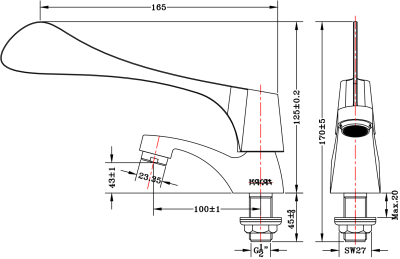 HB100B-50C ก๊อกเดี่ยวเอนกประสงค์แบบก้านปัด