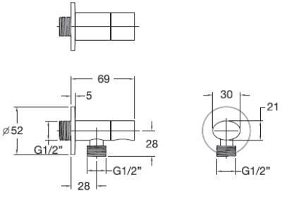 K-17216X-CP วาล์วเปิด-ปิดน้ำ G1/2" แบบเข้า 1 ออก 1