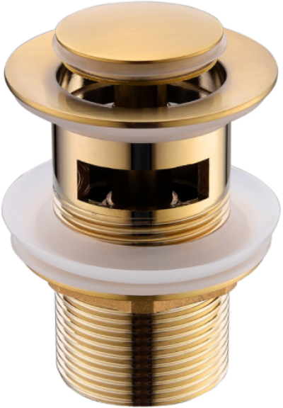 KA-08-252-41 สะดืออ่างล้างหน้าแบบกด (มีรูน้ำล้น) สีทองด้าน