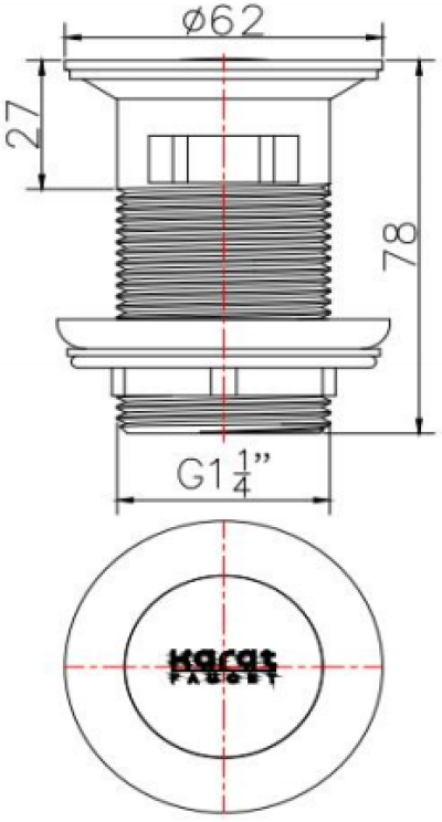 KA-08-252-41 สะดืออ่างล้างหน้าแบบกด (มีรูน้ำล้น) สีทองด้าน
