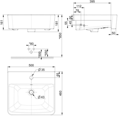 TF-0519T8-WT อ่างล้างหน้า แบบฝังครึ่งเคาน์เตอร์ รุ่น ACACIA EVOLUTION