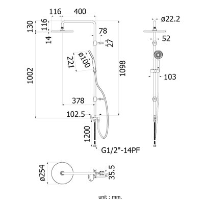 FJVHZ-C144WZ ชุดฝักบัวอาบน้ำ แบบเรนชาวเวอร์
