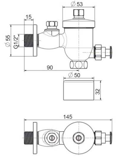 FFAS9802-009500BT0 ฟลัชวาล์วแบบกด สำหรับโถปัสสาวะชาย