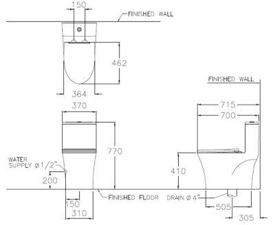 C11005H สุขภัณฑ์ แบบชิ้นเดียว 3/6 ลิตร รุ่น BRIGHT