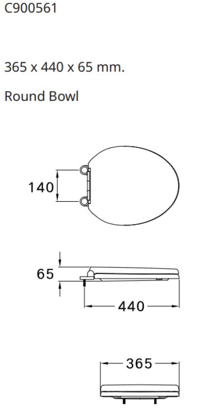 C900561(HM) ฝารองนั่ง ROUND BOWL ( ไม่ SOFT CLOSE)
