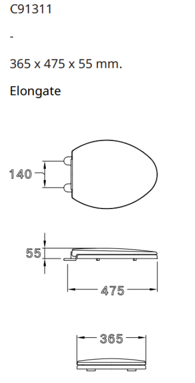 C91311(HM) ฝารองนั่ง ELONGATE (SOFT CLOSE)