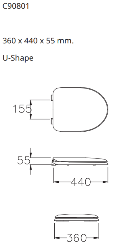 C90801 ฝารองนั่ง U-SHAPE (SOFT CLOSE & SUPER SEAT)