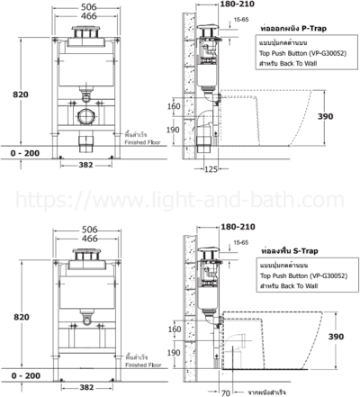VP-G30052 แท้งค์ฝังกำแพง กดด้านบน