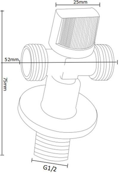 BN 456789 สต็อปวาล์ว ด้ามแบน 1/2×1/2×1/2 สามทาง