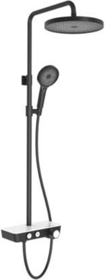 KRS-045-733-55 ก๊อกผสมติดผนัง (Thermostatic) พร้อมชุดฝักบัว Rain Shower และฝักบัวสายอ่อน ปรับน้ำ 3 ระดับ(สีดำ)