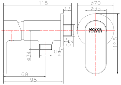 KF-58-870-50 ก๊อกเดี่ยวติดผนังแบบก้านโยก สำหรับฝักบัวสายอ่อน