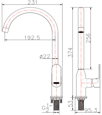 KF-58-917-50 ก๊อกซิงค์ (น้ำเย็น) แบบติดเคาน์เตอร์