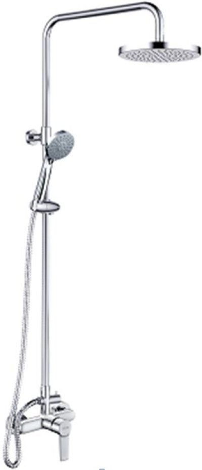KRS-034-783 ก๊อกผสมยืนอาบติดผนังพร้อมชุดฝักบัว Rain Shower ฝักบัวสายอ่อนปรับน้ำ 3 ระดับและหัวฝักบัวก้านแข็ง Ø 20