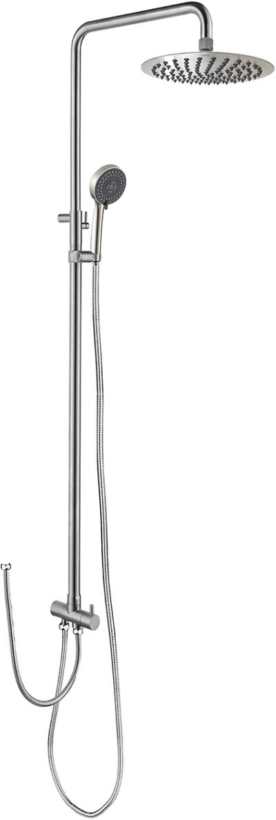 KRS-032-000-63 ชุดฝักบัว Rain Shower พร้อมที่สลับทางน้ำ (Diverter) และฝักบัวสายอ่อนปรับน้ำ 5 ระดับ และสายข้อต่อเข้าก๊อก สแตนเลส 304 (ไม่รวมก๊อกน้ำ)