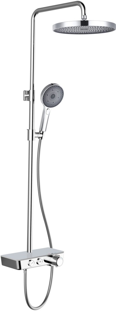 KRS-045-733-50 ก๊อกผสมติดผนัง (Thermostatic) พร้อมชุดฝักบัว Rain Shower และฝักบัวสายอ่อน ปรับน้ำ 3 ระดับ