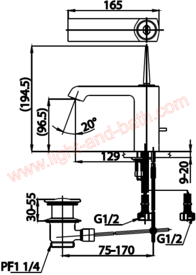 CT2201J ก๊อกผสมอ่างล้างหน้าแบบจอยจอยสติ๊กพร้อมสะดือป๊อปอัพและสายน้ำดี รุ่น CUBIC