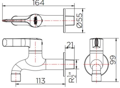 KF-63-401-50 ก๊อกเดี่ยวติดผนัง