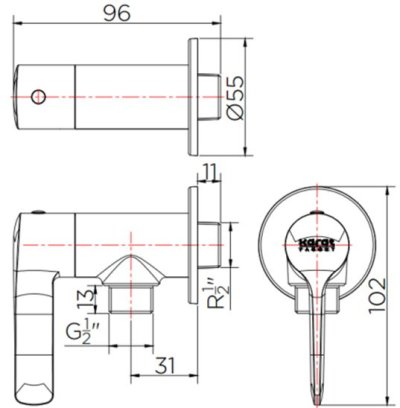 KF-63-470-50 ก๊อกเดี่ยวติดผนัง สำหรับฝักบัวสายอ่อน