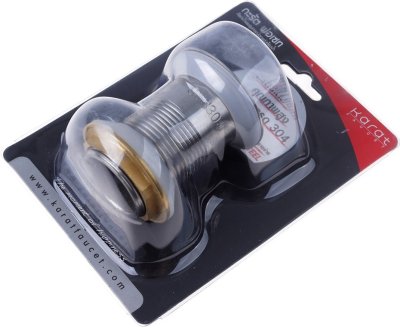 KA-08-257-63 สะดืออ่างล้างหน้าแบบกด (มีรูน้ำล้น) สแตนเลส 304