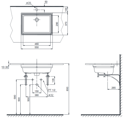 LW596R1 อ่างล้างหน้า แบบฝังใต้เคาน์เตอร์