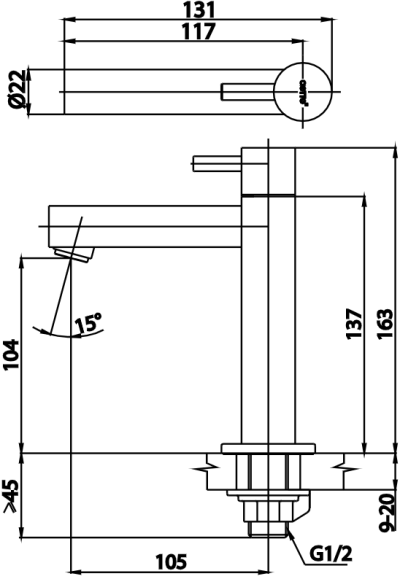 CT1265C53(HM) ก๊อกเดี่ยวอ่างล้างหน้า รุ่น GEO SLIM
