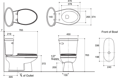K-98121X-WK สุขภัณฑ์ แบบสองชิ้น 4.5 ลิตร รุ่น SPARROW 