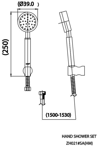 ZH021#SA(HM) ฝักบัวพร้อมสาย 1 ฟังก์ชั่น