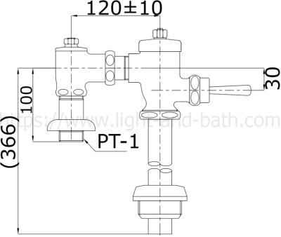 TS401NSK ฟลัชวาล์วโถสุขภัณฑ์ท่อตรง