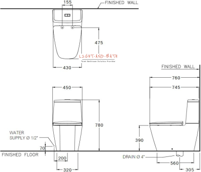 C135107(N) สุขภัณฑ์แบบสองชิ้น 3/4.5 ลิตร รุ่น HERCULES CURVE