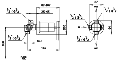 CT606C20 วาล์วเปลี่ยนทิศทางน้ำ เข้า 1 ออก 2 ชนิดฝังผนัง รุ่น CROSS