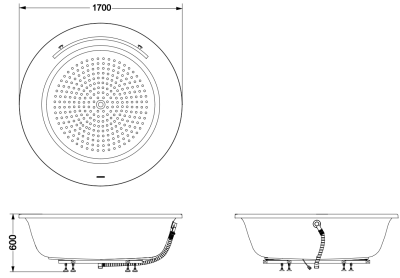 PPY1720HPTE อ่างอาบน้ำเพิรลอะคริลิคพร้อมมือจับ+สะดือ