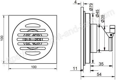 A-8204-N (F78204-CHADY) ตะแกรงกันกลิ่นทองเหลืองชุบโครเมี่ยม สำหรับท่อพีวีซี 2 - 2.5 นิ้ว หน้าตะแกรง 4 นิ้ว