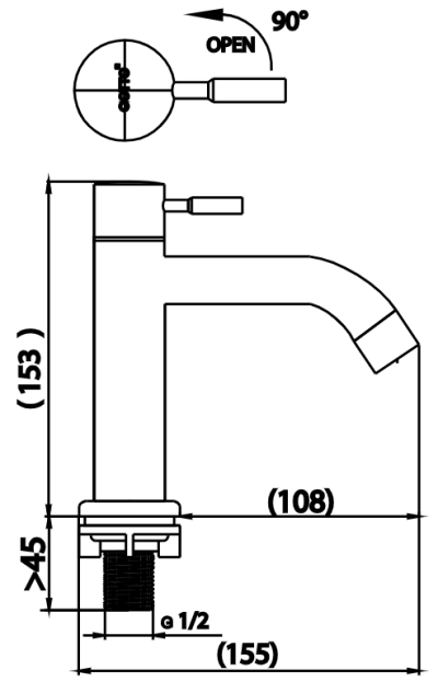 CT1271C55#SA(HM) ก๊อกอ่างล้างหน้า(น้ำเย็น) รุ่น TITUS