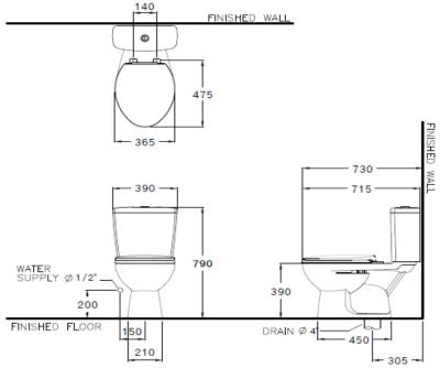 C13445 สุขภัณฑ์ แบบสองชิ้น 3/4.5 ลิตร รุ่น BOOM